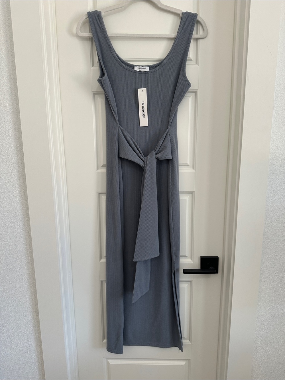 Nordstrom Slate Blue Midi Tank Dress with Front Tie